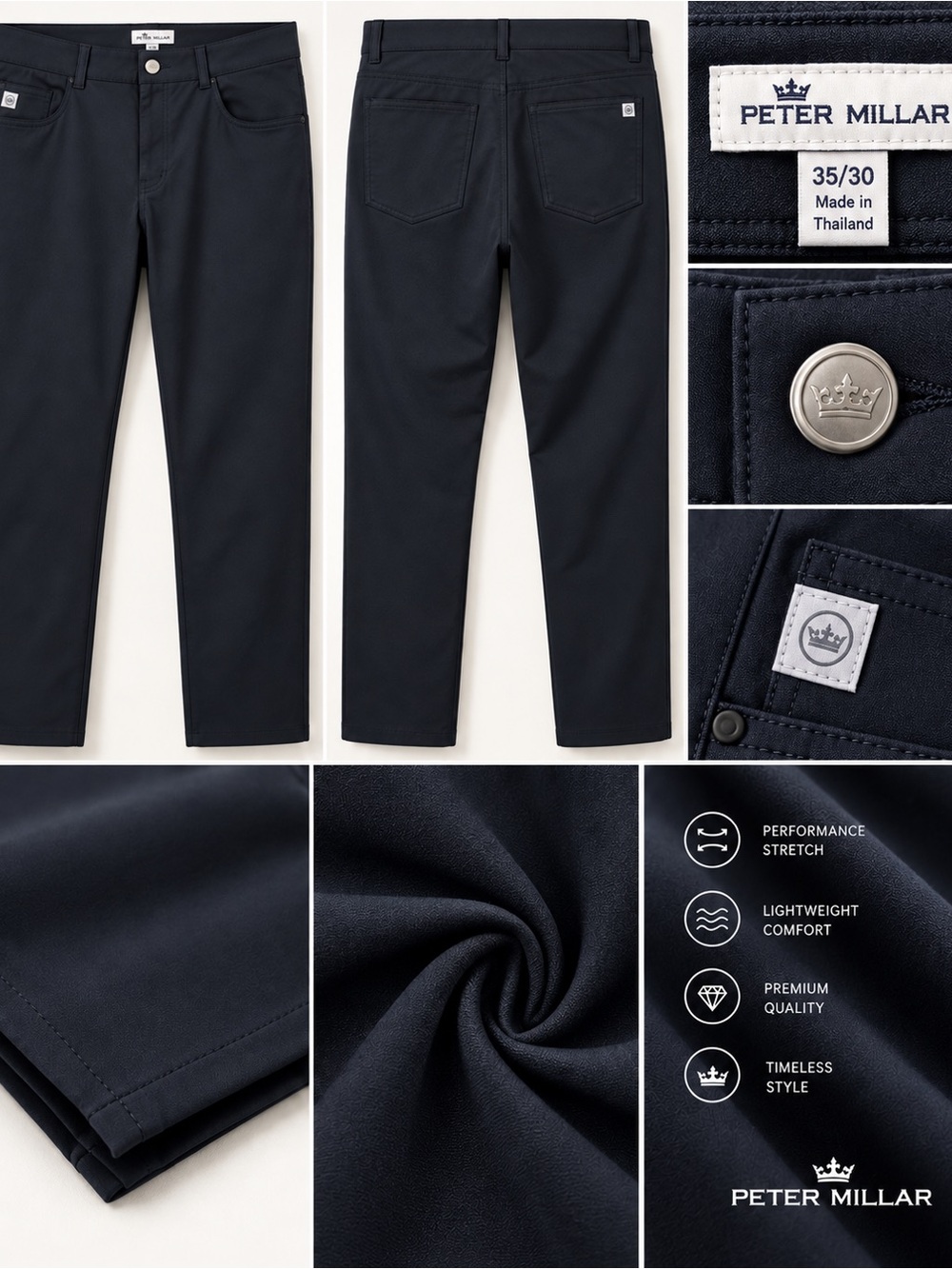 Peter Millar Black Performance Golf Pants 35”x 30”